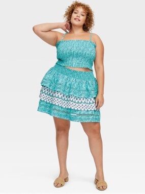 Roller Rabbit x Target Women's Garden Floral Smocked Peplum Tank Top & Skirt XL